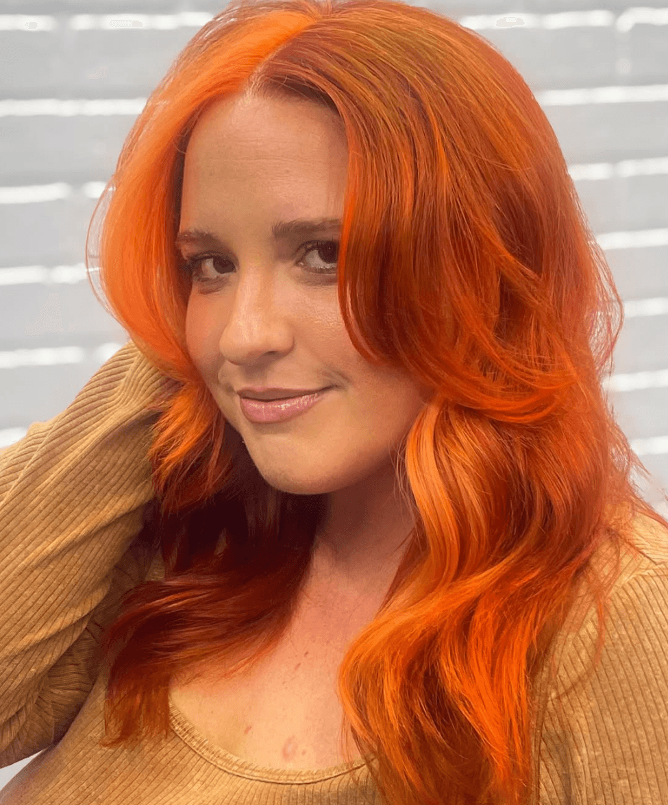 Vibrant copper orange with multi-tonal dimension and soft waves